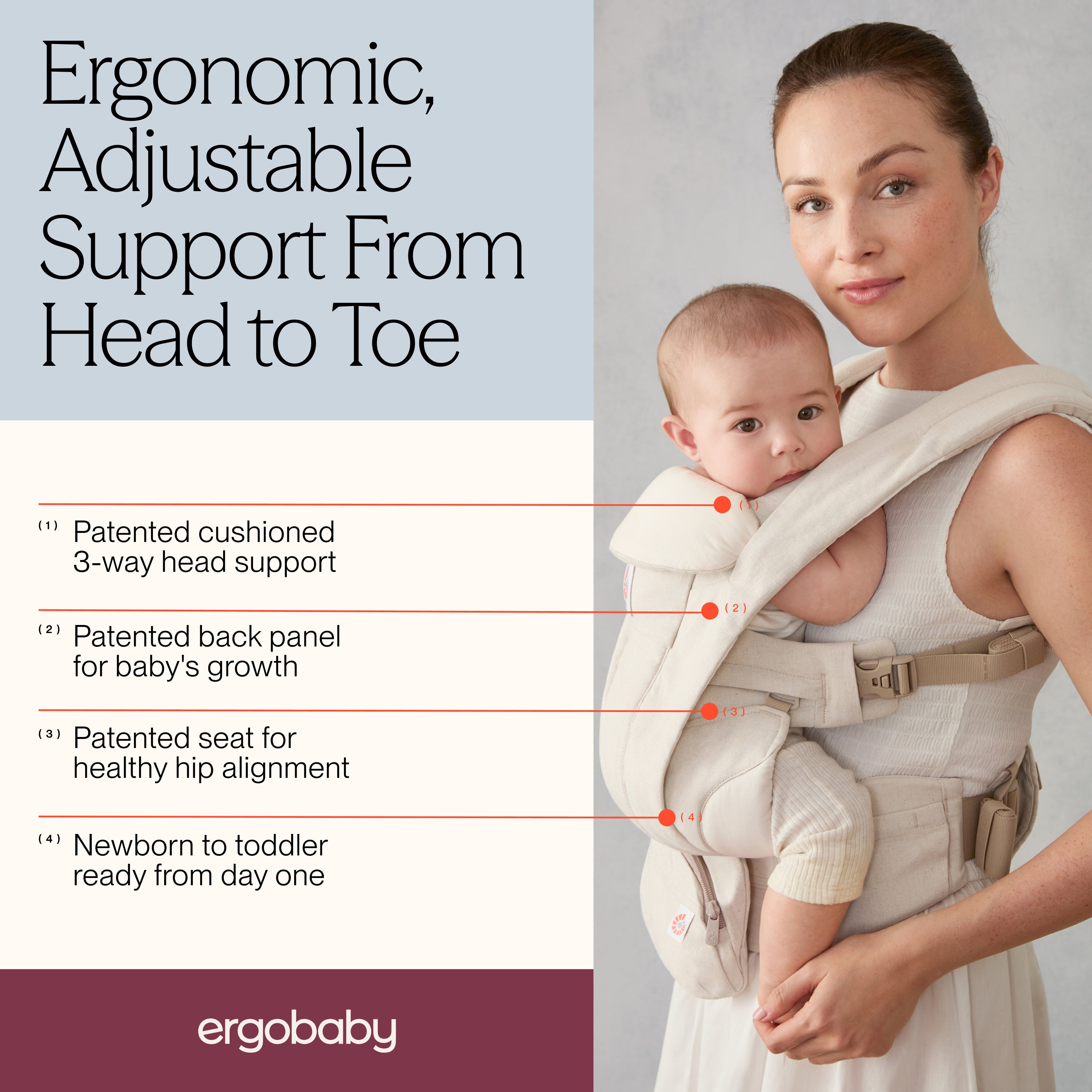 Natural Linen Ergobaby Omni Deluxe All in One Linen Baby Carrier