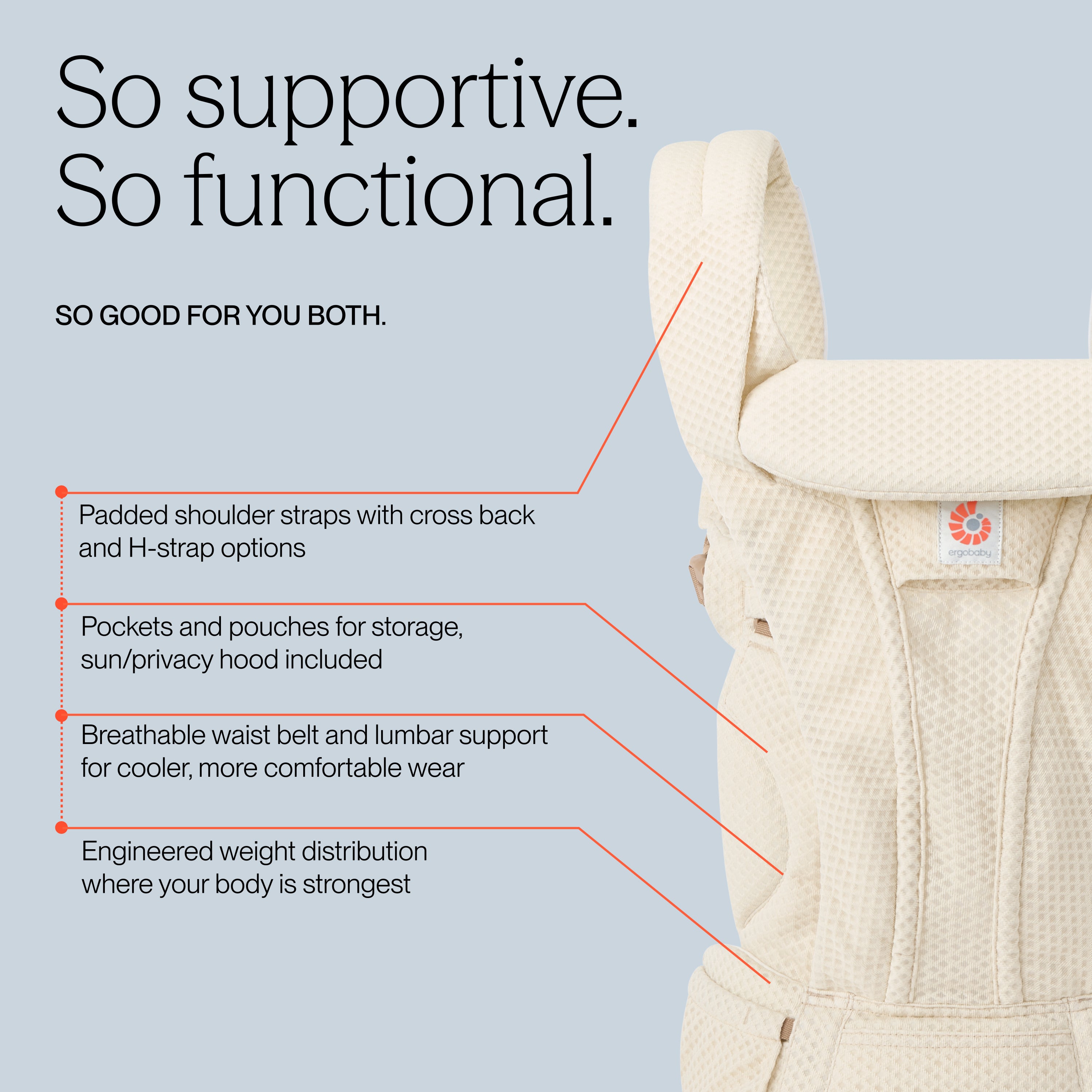 Natural Beige Ergobaby Omni Deluxe All in One Mesh Baby Carrier