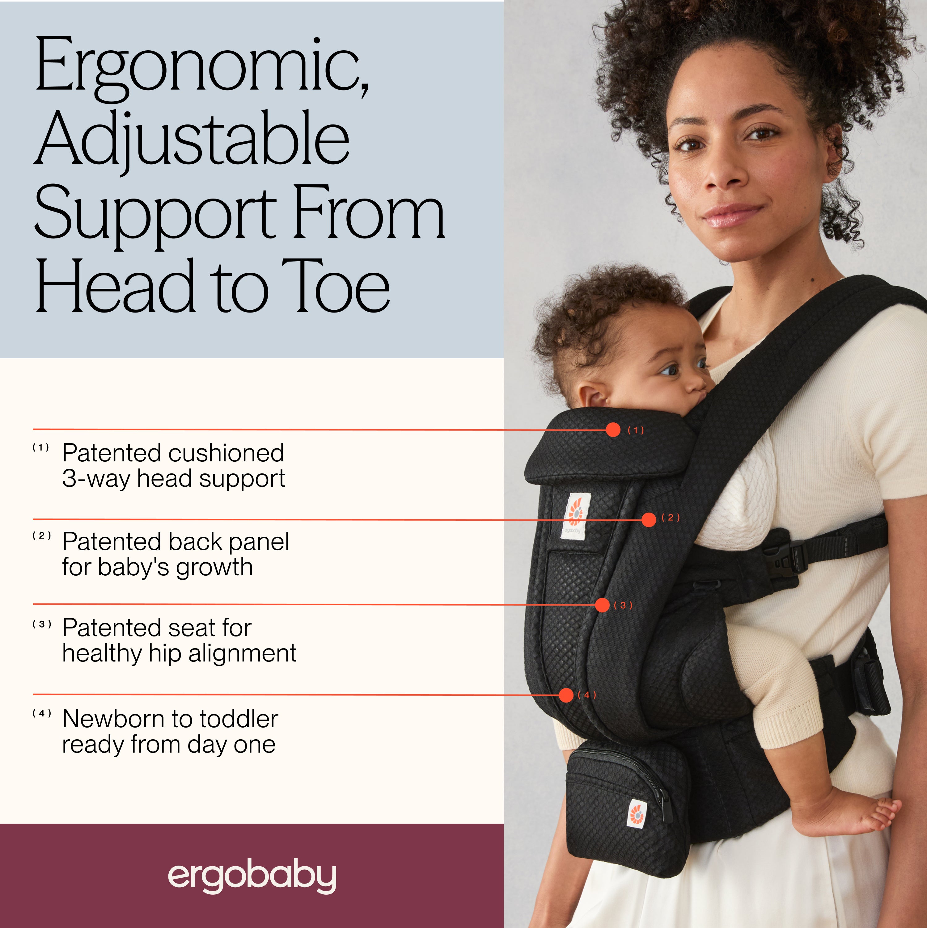 Onyx Black Ergobaby Omni Deluxe All in One Mesh Baby Carrier