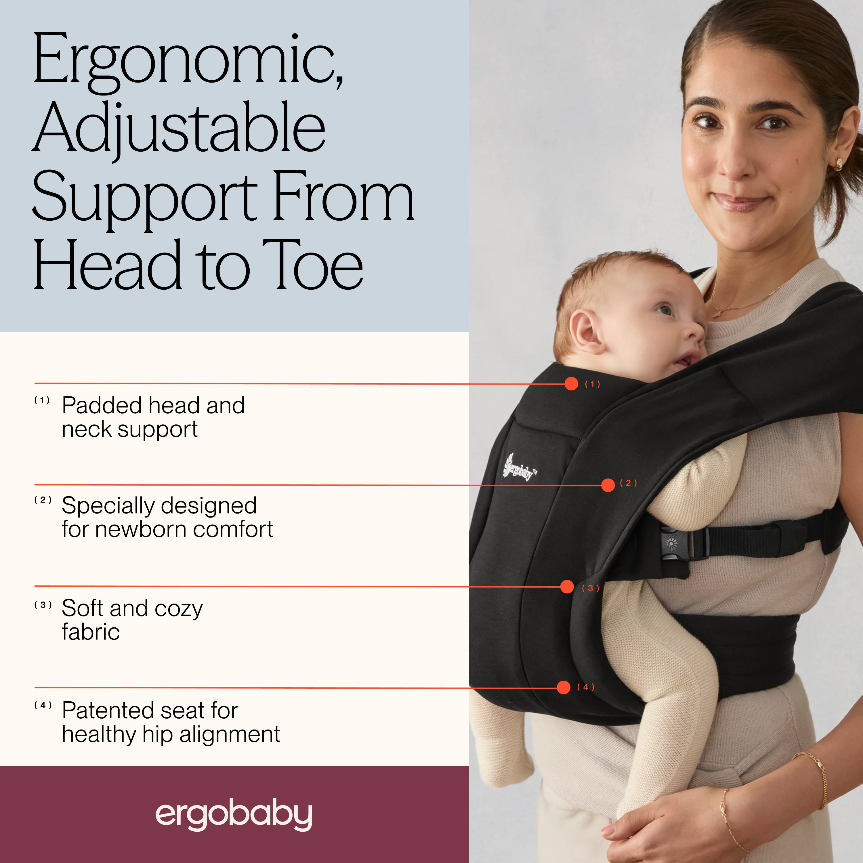 Pure Black Embrace Newborn Carrier