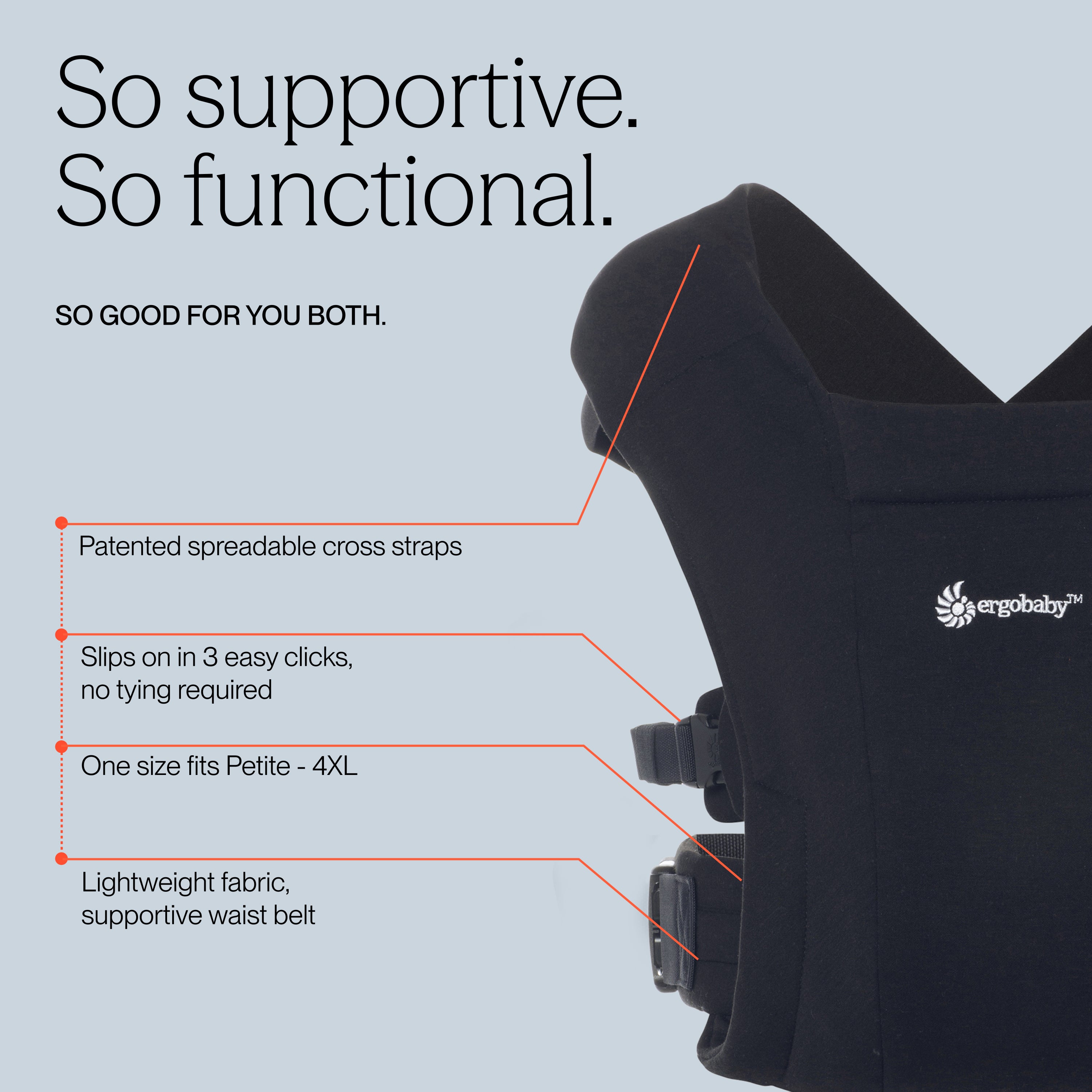 Pure Black Embrace Newborn Carrier