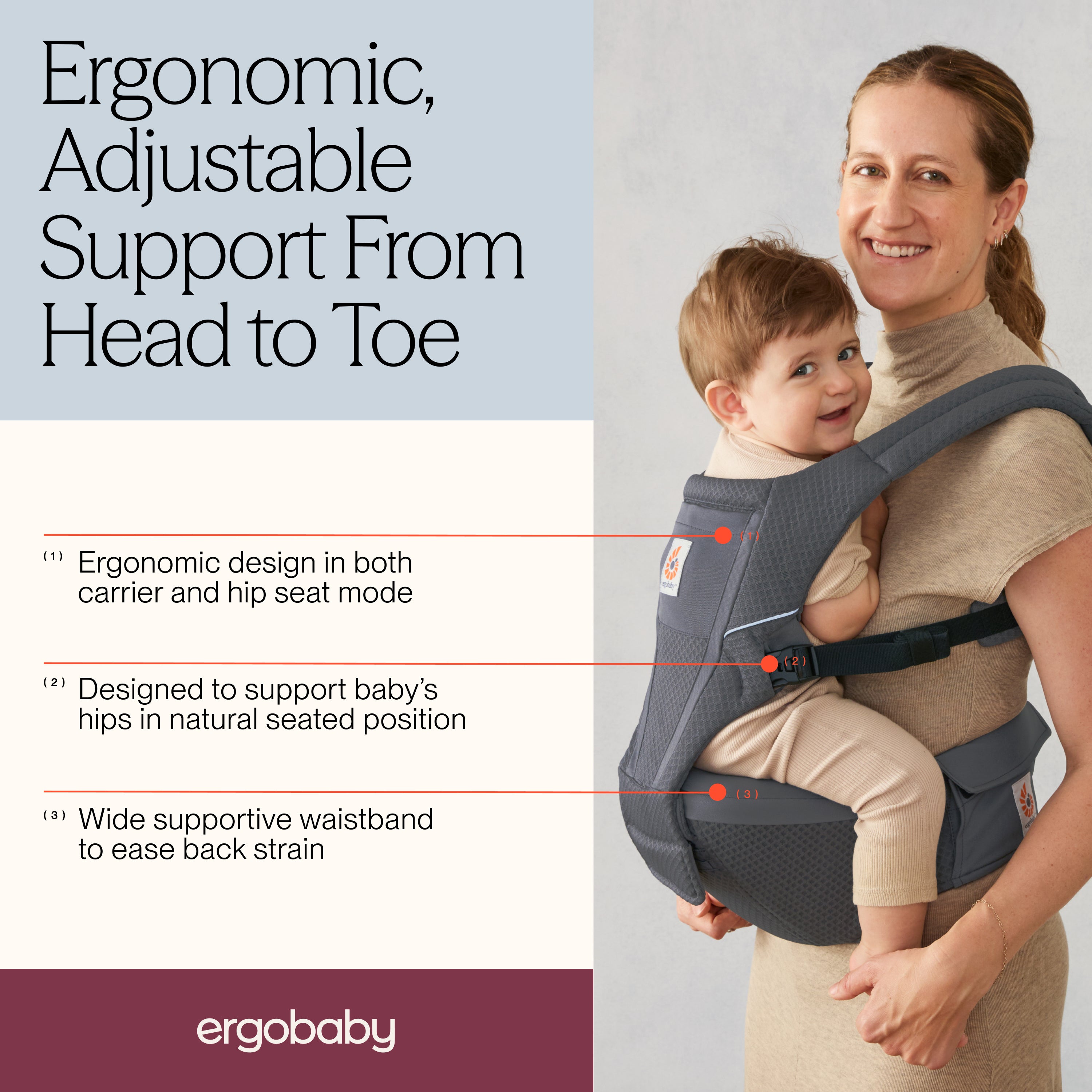 Graphite Grey Alta Hip Seat Baby Carrier