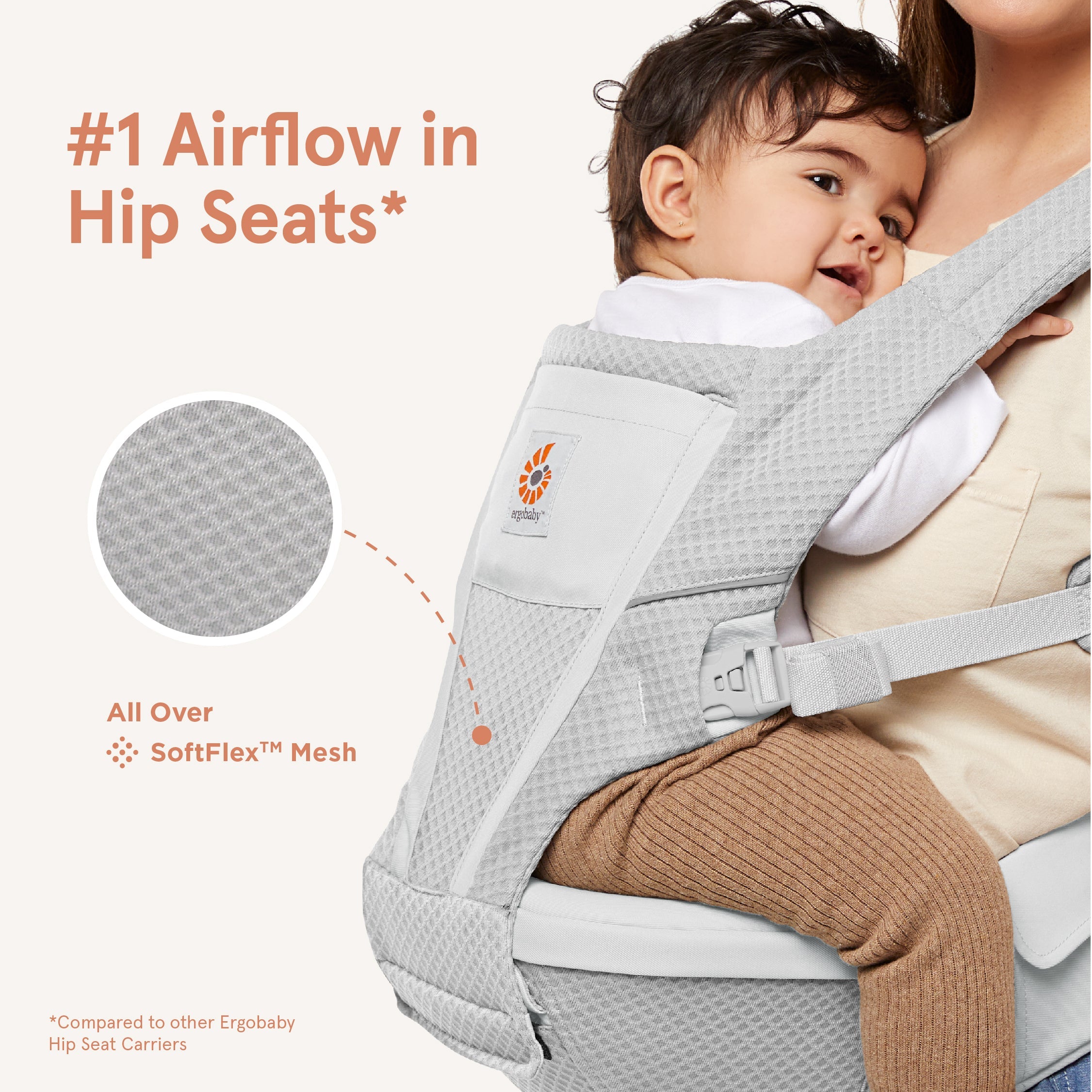 Pearl Grey Alta Hip Seat Baby Carrier
