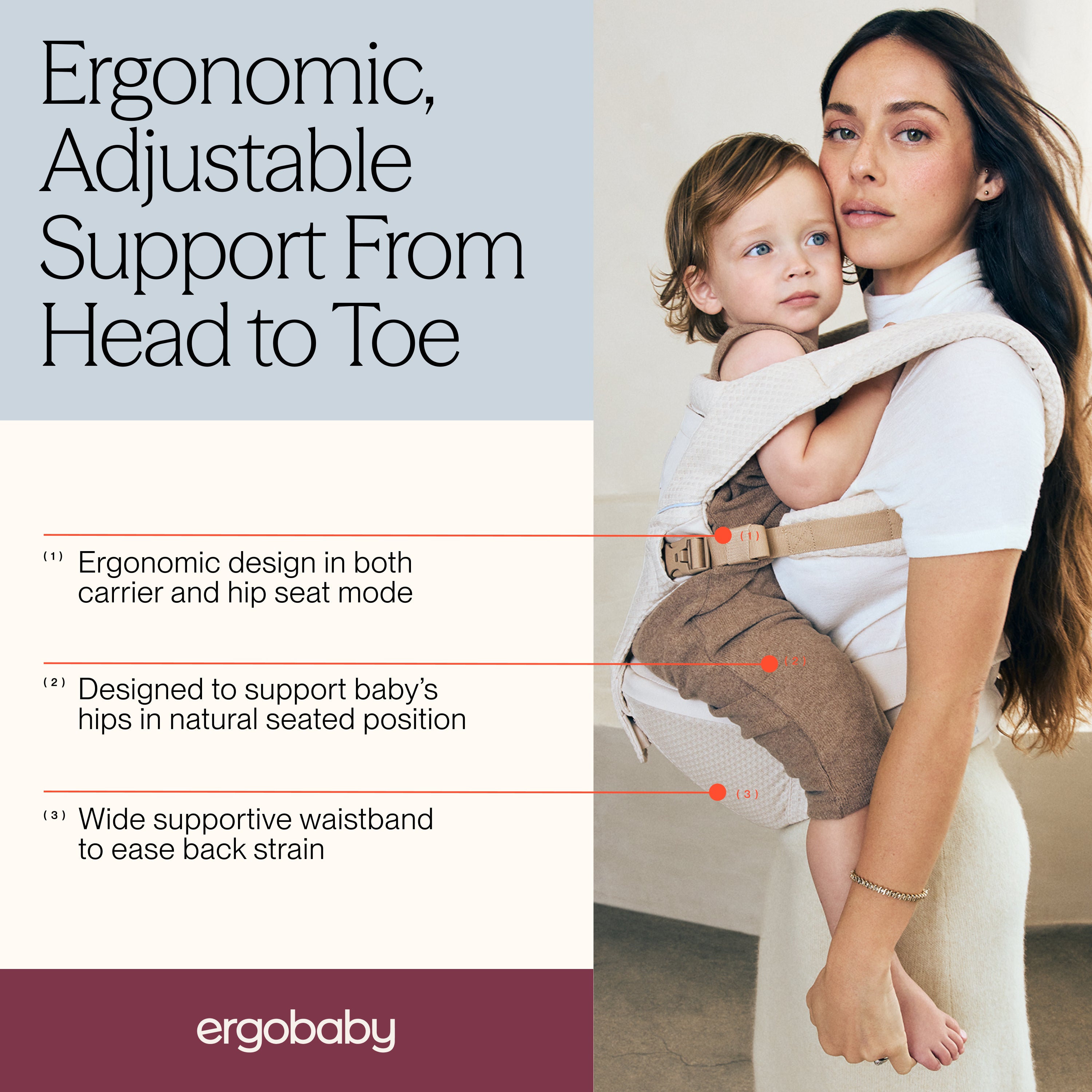 Ergobaby Alta Hip Seat Baby Carrier - Natural Beige