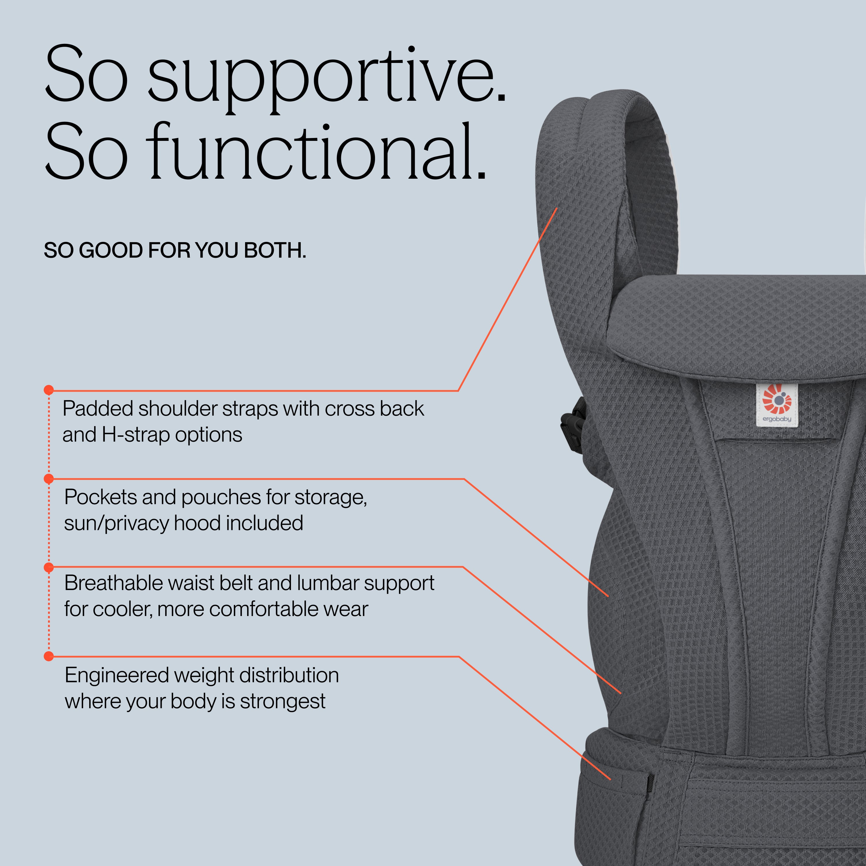 Graphite Grey Ergobaby Omni Deluxe All in One Mesh Baby Carrier