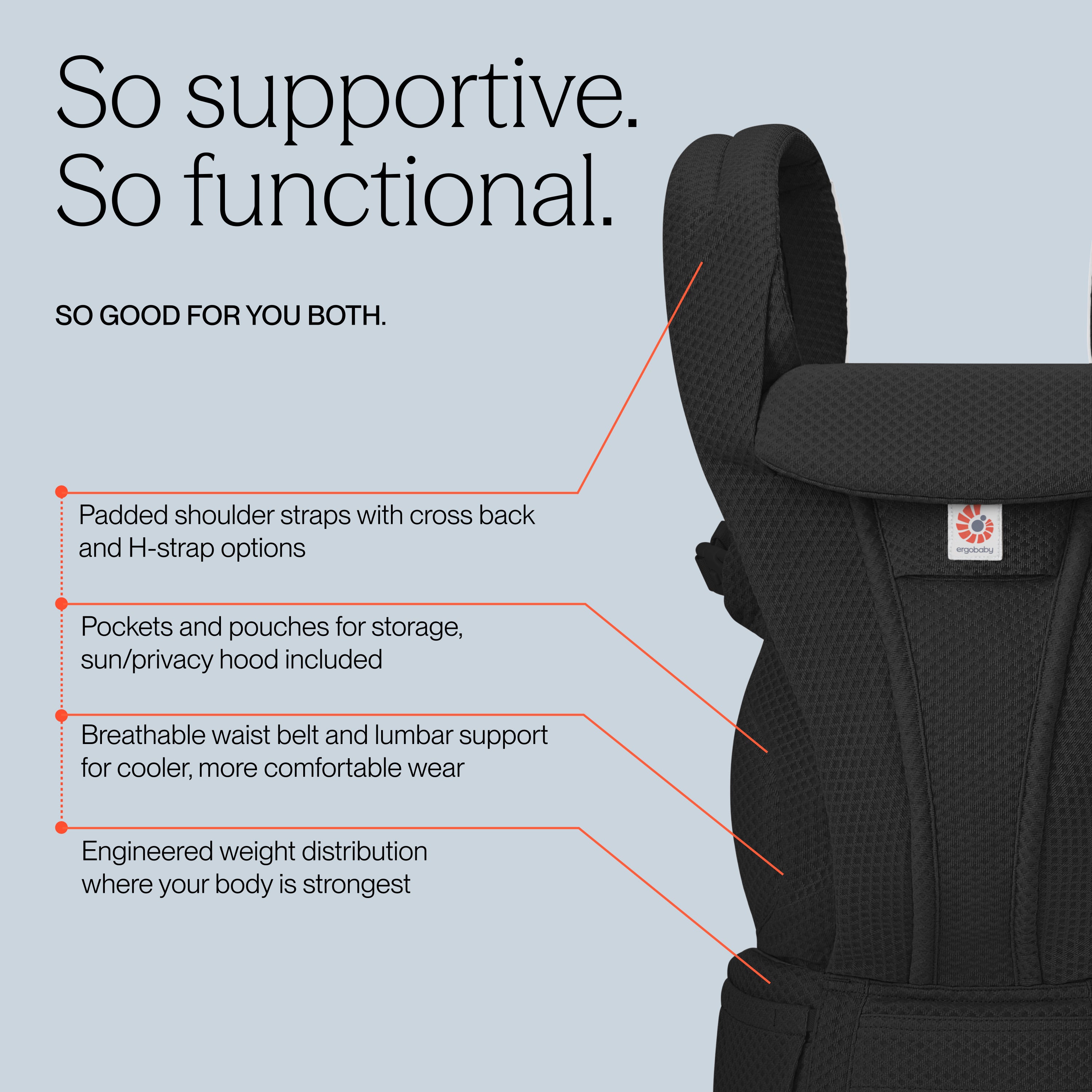 Onyx Black Ergobaby Omni Deluxe All in One Mesh Baby Carrier