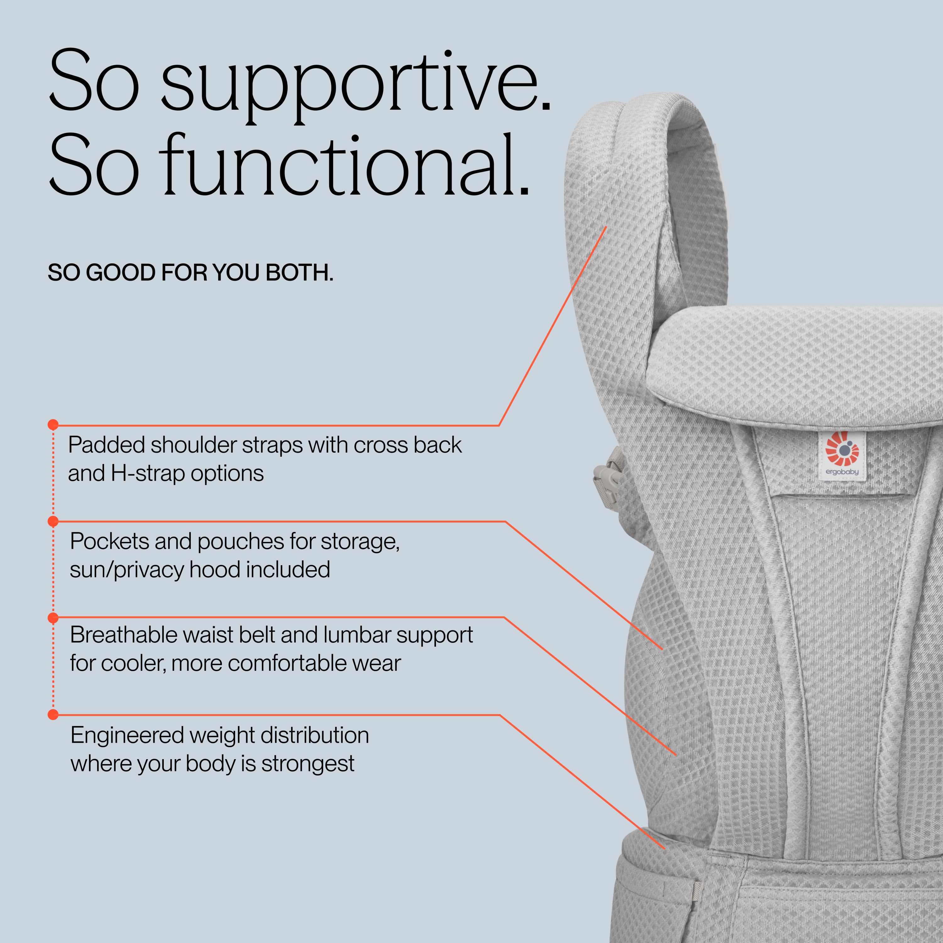 Pearl Grey Ergobaby Omni Deluxe All in One Mesh Baby Carrier