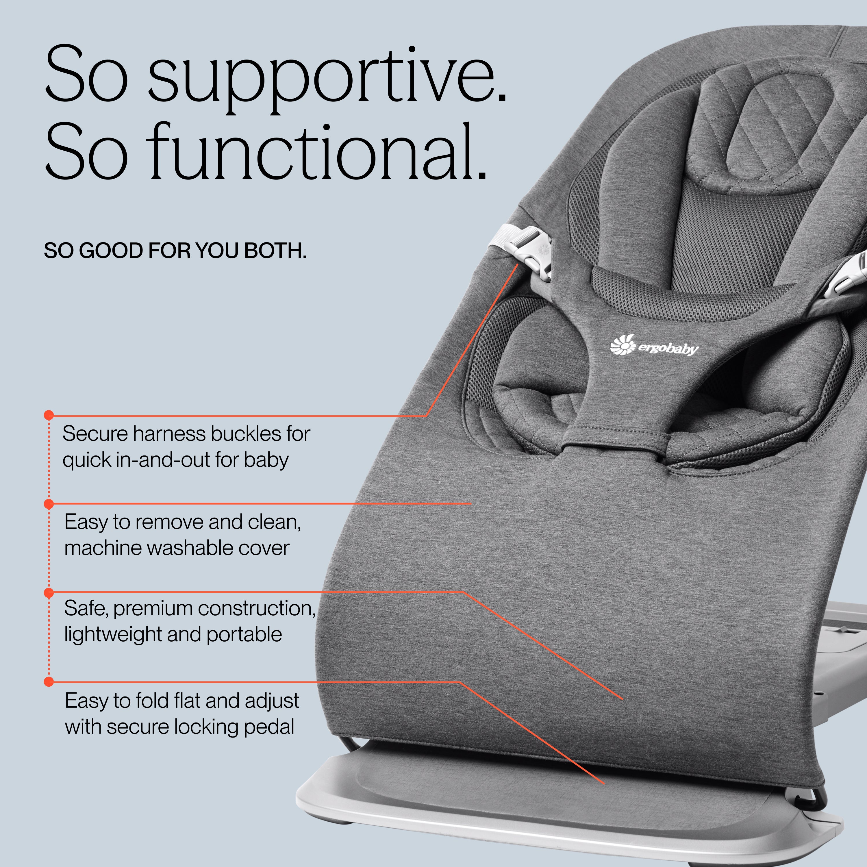 Charcoal Grey Evolve 3 in 1 Bouncer