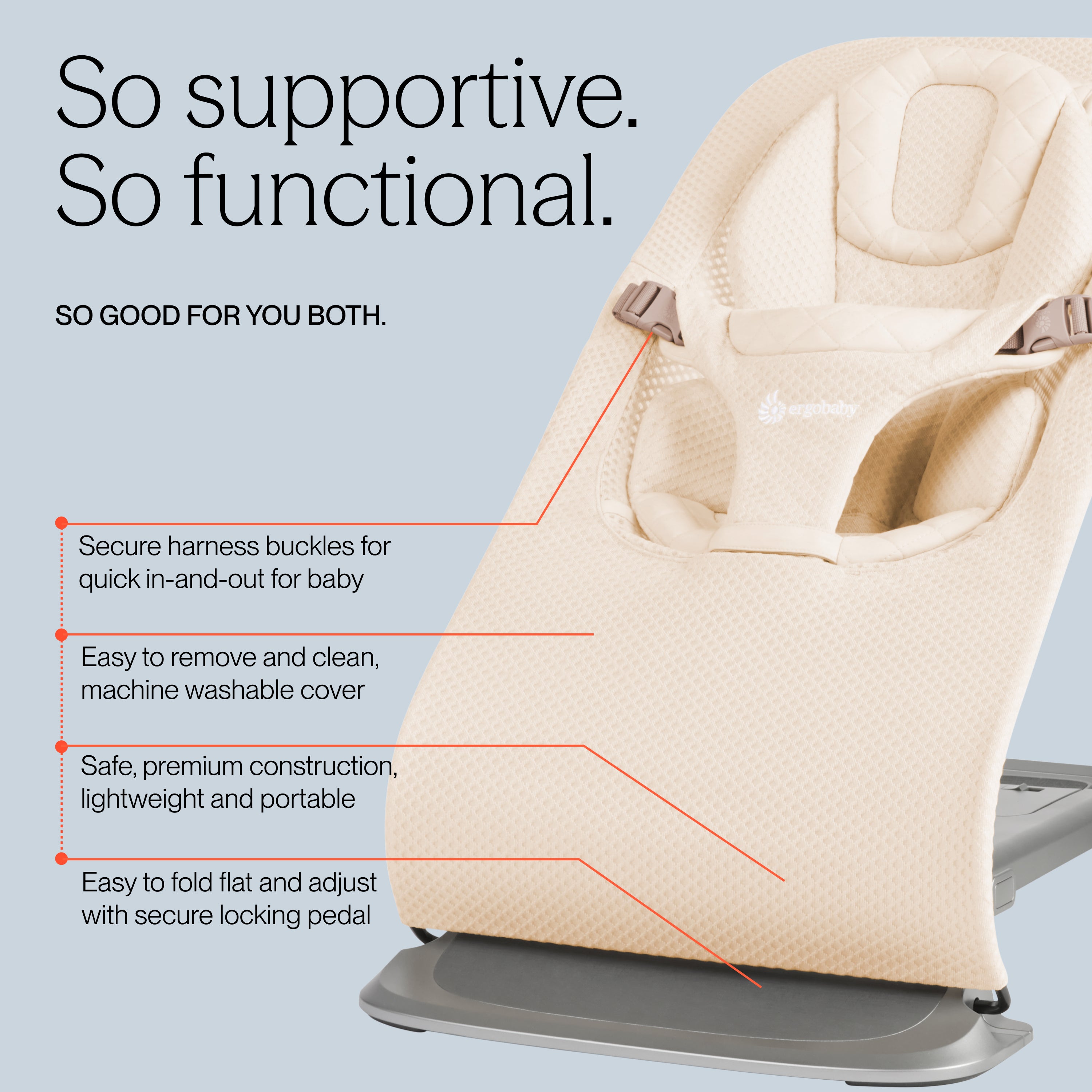 Cream Mesh Evolve 3 in 1 Bouncer