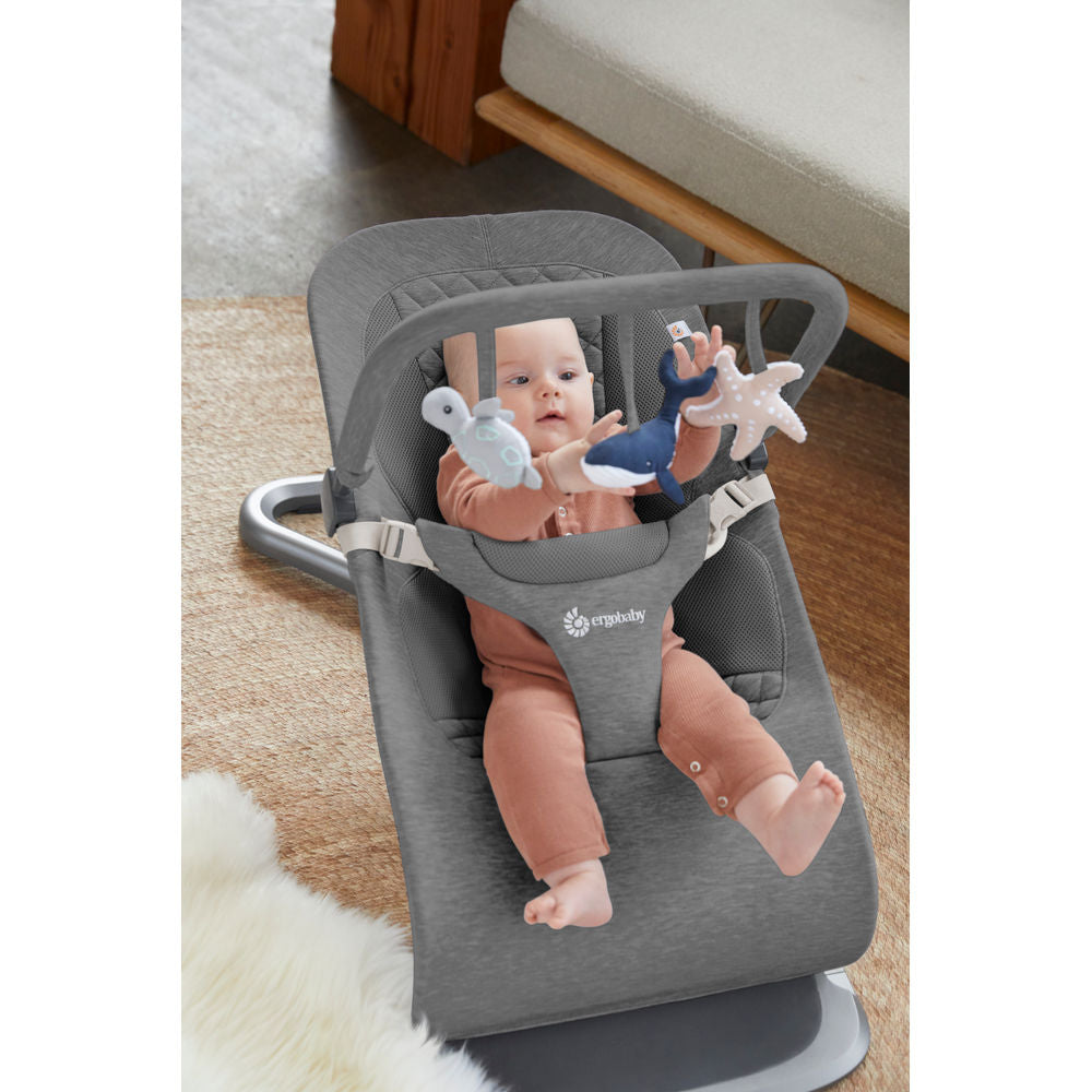 Ergobaby Evolve 3 in 1 Bouncer Ocean Wonder Toy Bar - Charcoal Grey