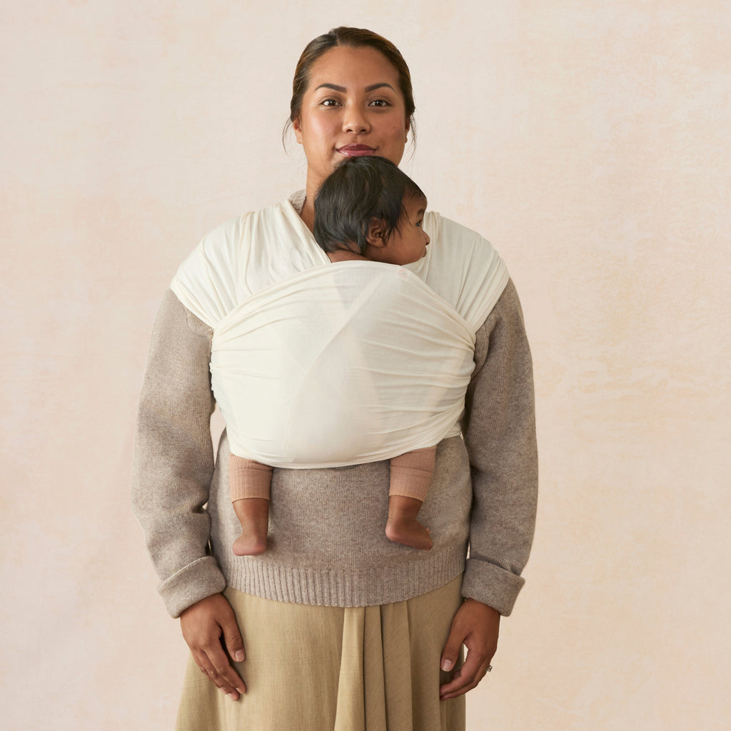Cream Aura Sustainably Sourced Knit Baby Wrap