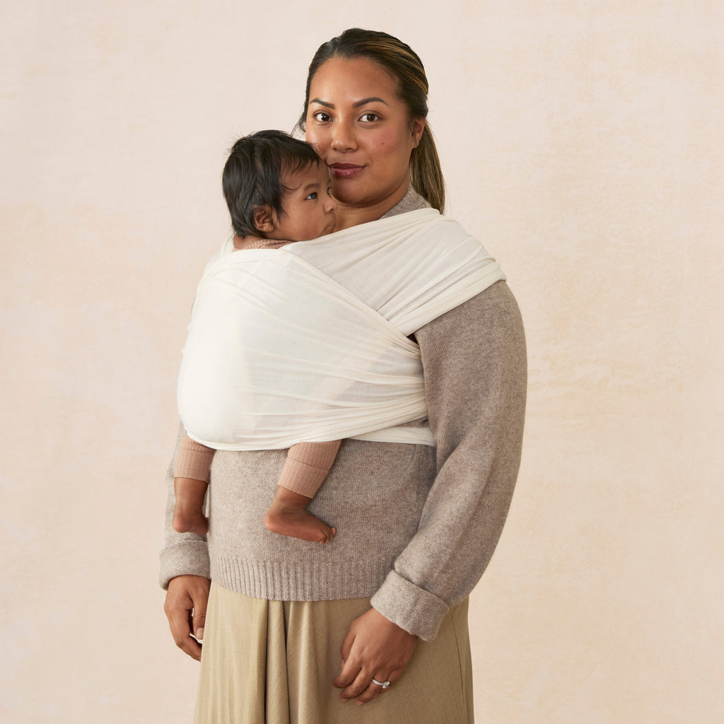 Cream Aura Sustainably Sourced Knit Baby Wrap