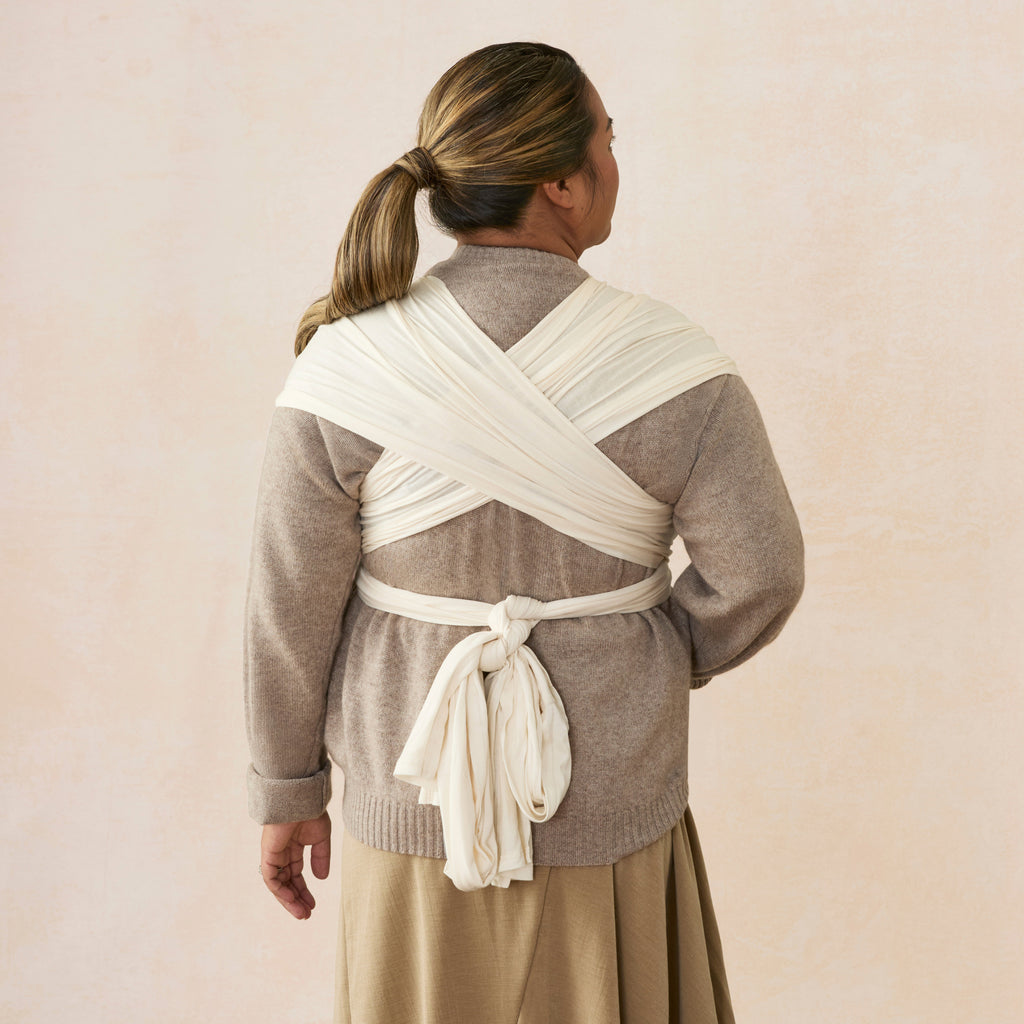 Cream Aura Sustainably Sourced Knit Baby Wrap
